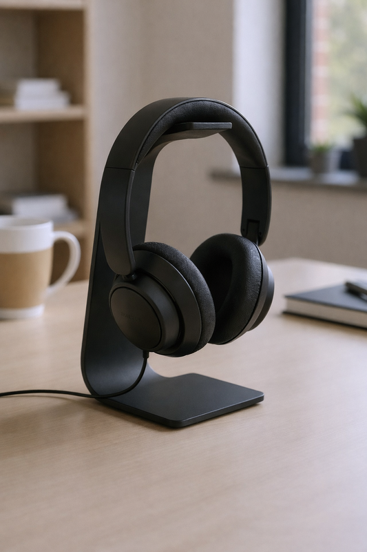 Minimal Black Headphone Stand β Sleek Desk Organizer for Headsets