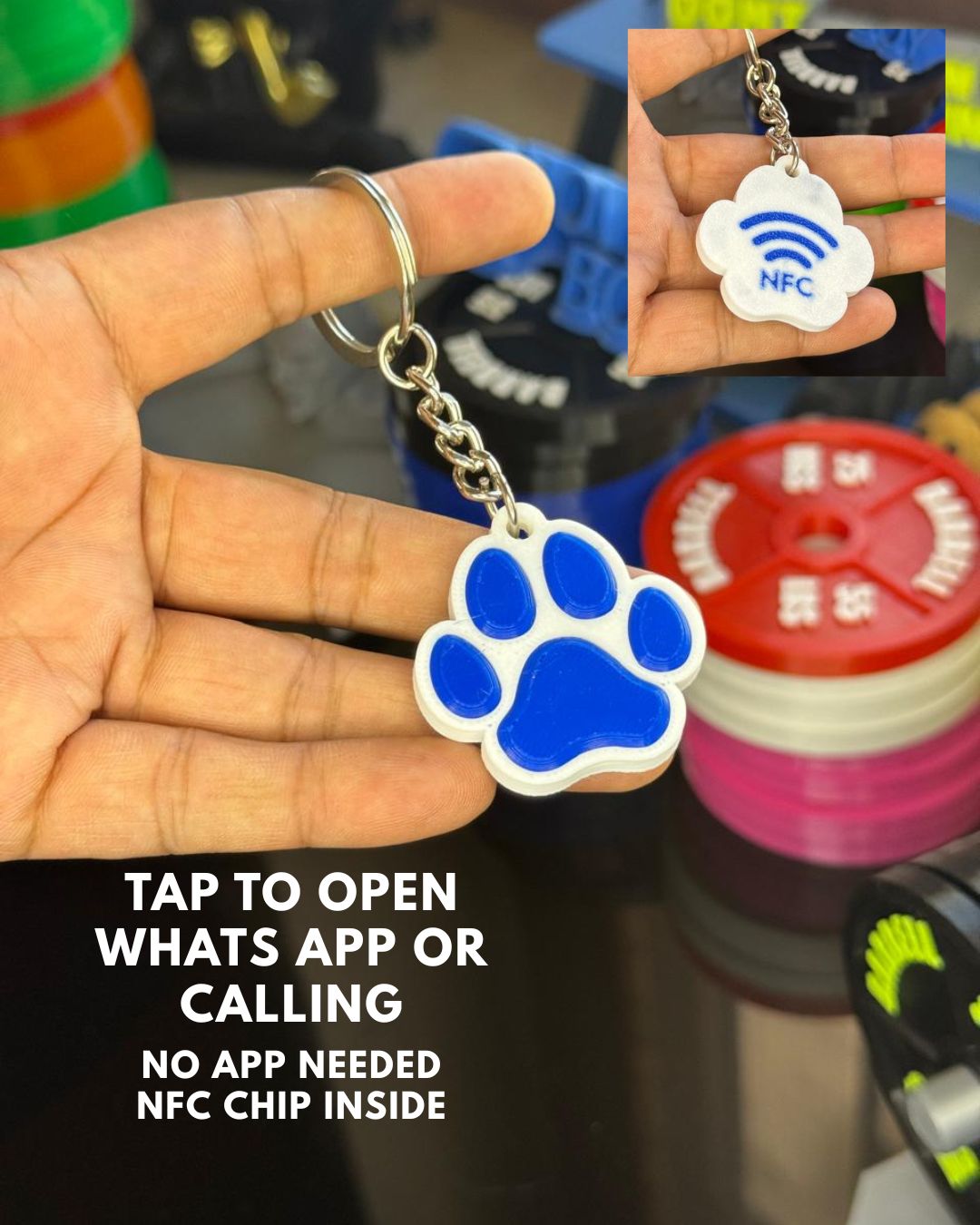 Dog Paw NFC Keychain – Tap to Share Your Contact or Social Links