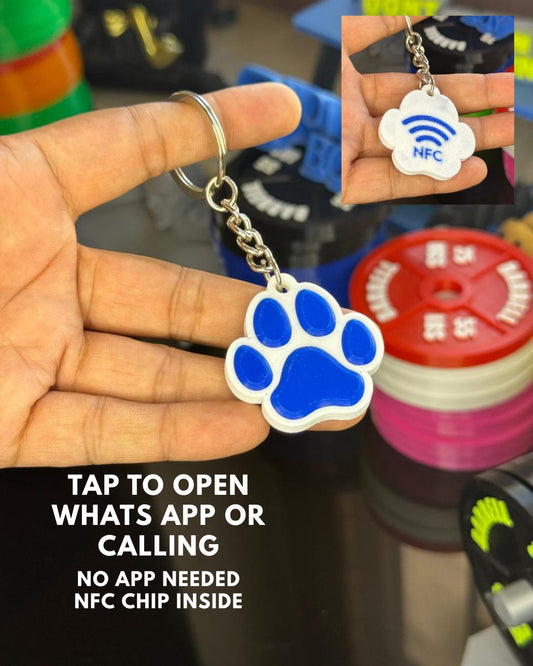 Dog Paw NFC Keychain – Tap to Share Your Contact or Social Links