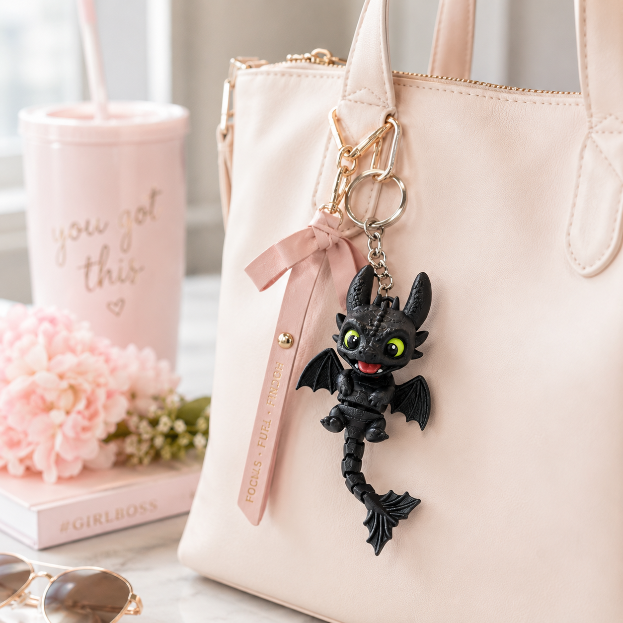 Cute Black Dragon Bag Charm Keychain | Kawaii Backpack Accessory for Boys, Girls & Kids
