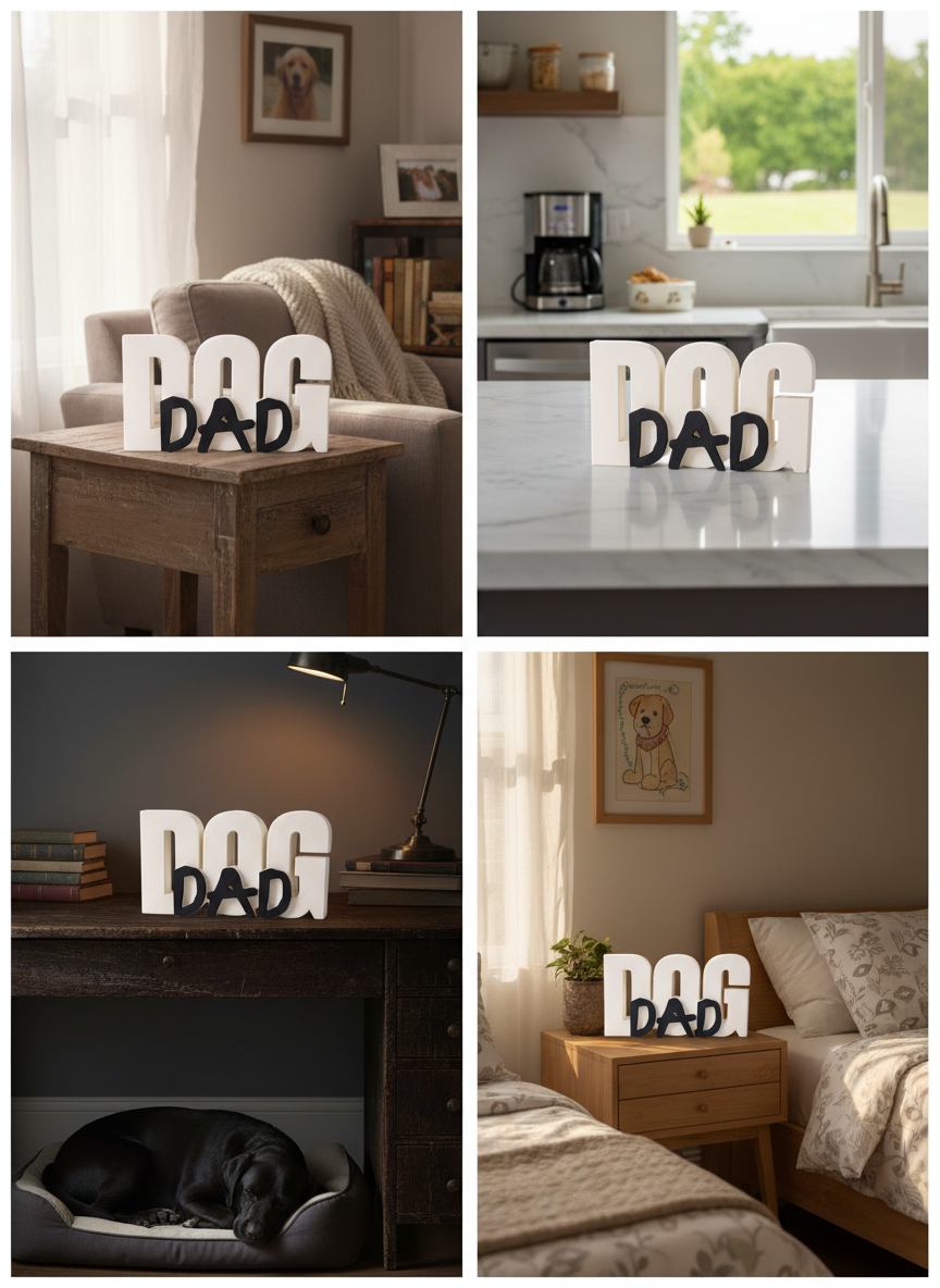 Dog Dad Table Sign | Decorative Desk & Shelf Decor for Dog Lovers