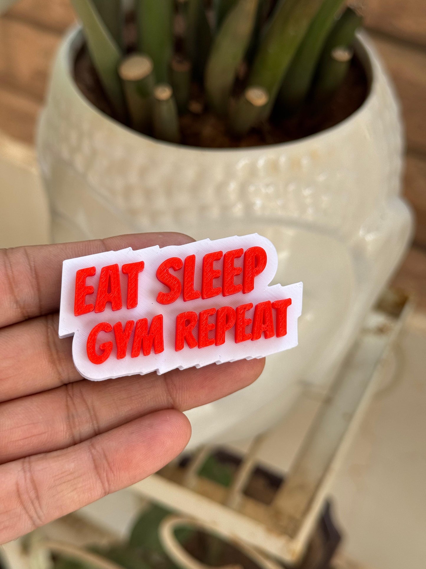 Eat Sleep Gym Repeat – Motivational Gym Themed Fridge Magnet