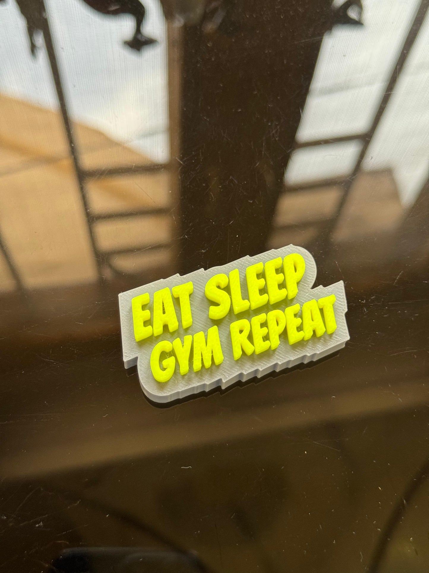Eat Sleep Gym Repeat – Motivational Gym Themed Fridge Magnet