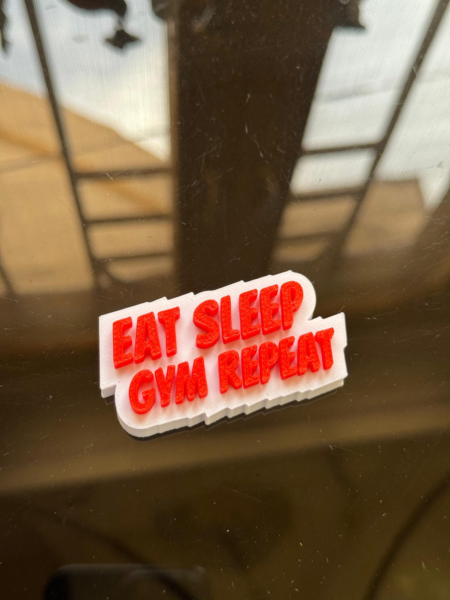 Eat Sleep Gym Repeat – Motivational Gym Themed Fridge Magnet