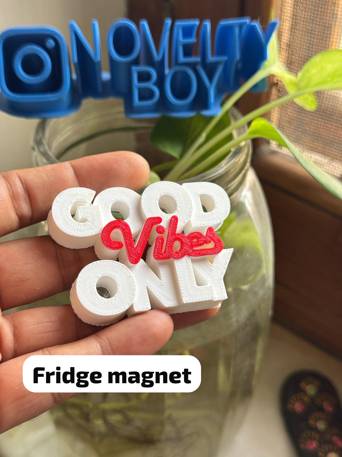 "GOOD VIBES ONLY" Quote Fridge Magnet - MultiColor (3x2 Inch)