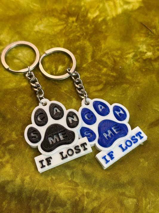 Dog Paw NFC Tag – “Scan Me If Lost” Smart Keychain (5 Colors)