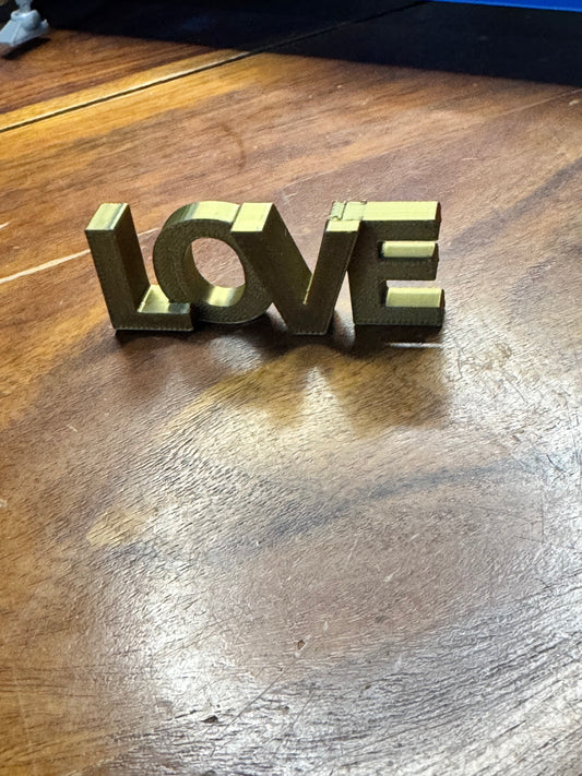 "LOVE" 3D Printed Quote Fridge Magnet - GOLD COLOR (3x2 Inch)