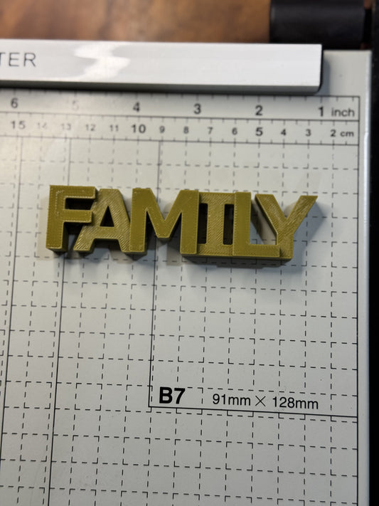 "FAMILY" 3D Printed Quote Fridge Magnet - MILITARY GREEN COLOR (3x2 Inch)