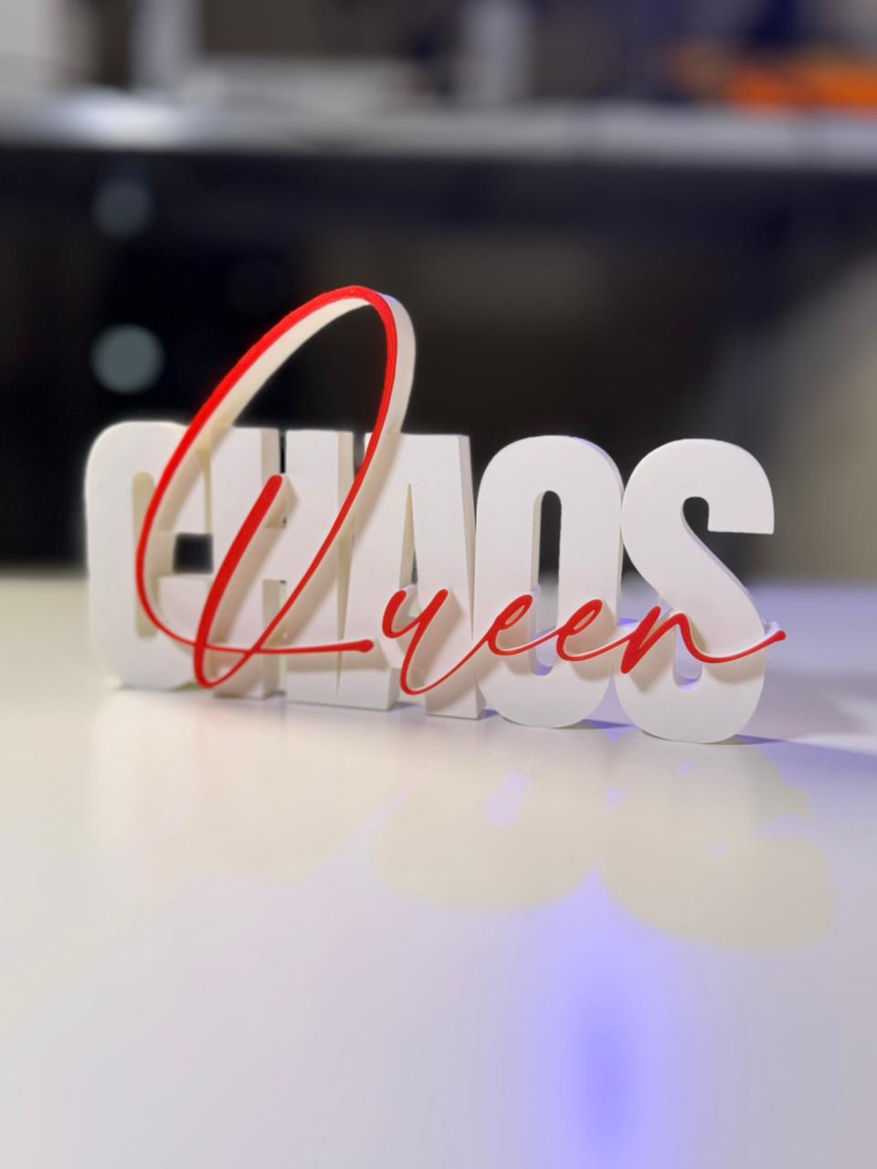 Chaos Queen Table Sign | Decorative Desk & Shelf Decor