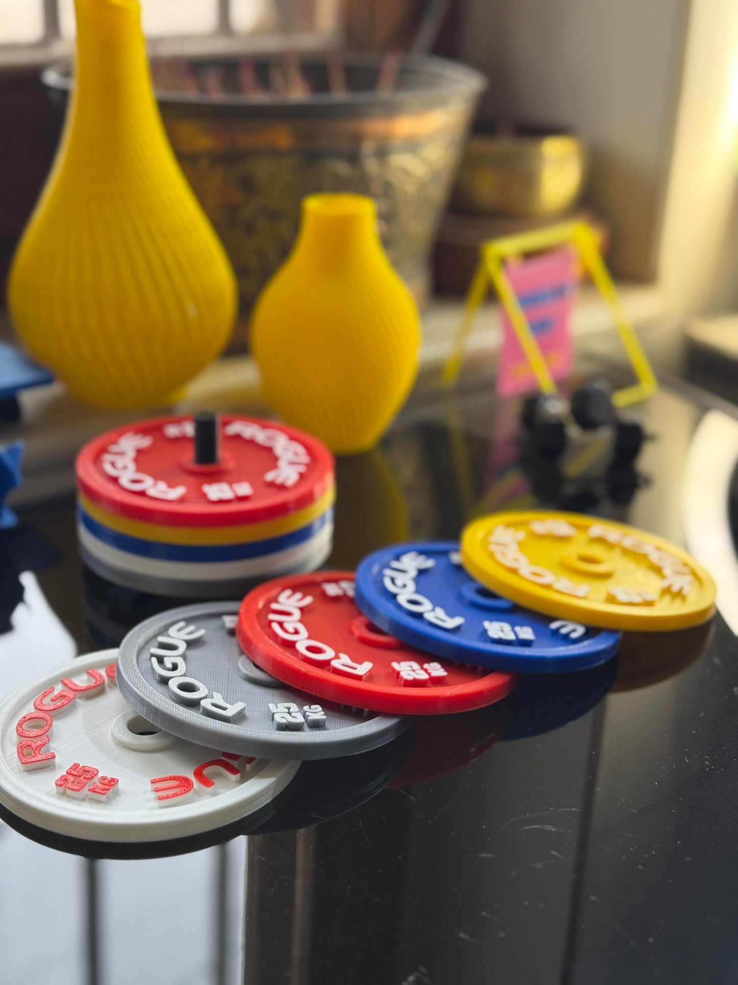 Gym Plate Coasters β Set of 5 with Stand | Mixed Colors