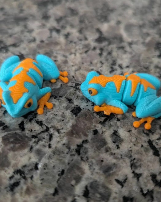 Flexi Frog Keychain β Blue & Orange | Pocket Pet Toy