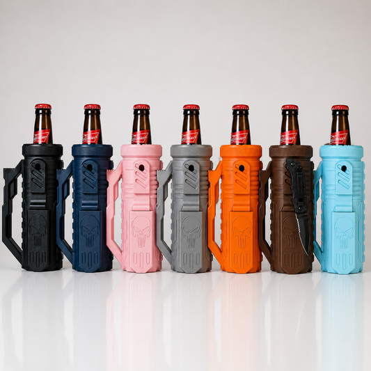 Tactical Bottle Koozie with Hidden Bottle Opener β 3D Printed Rugged Drink Sleeve