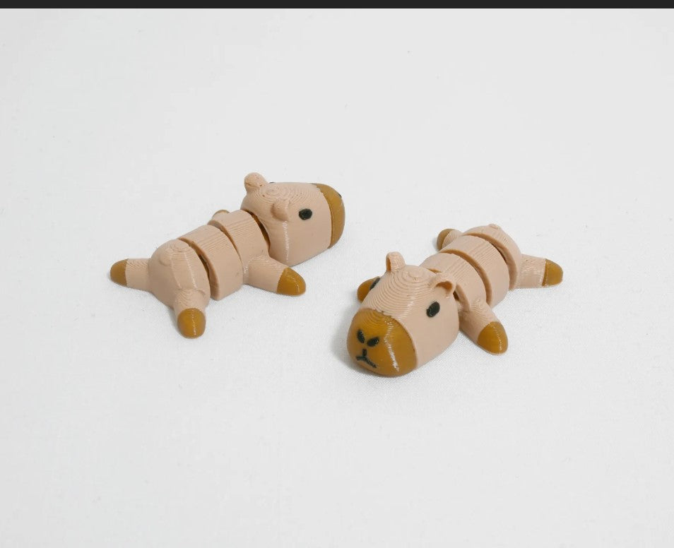 Baby Capybara Flexi Pocket Pet β Cute Wiggly Animal Keychain