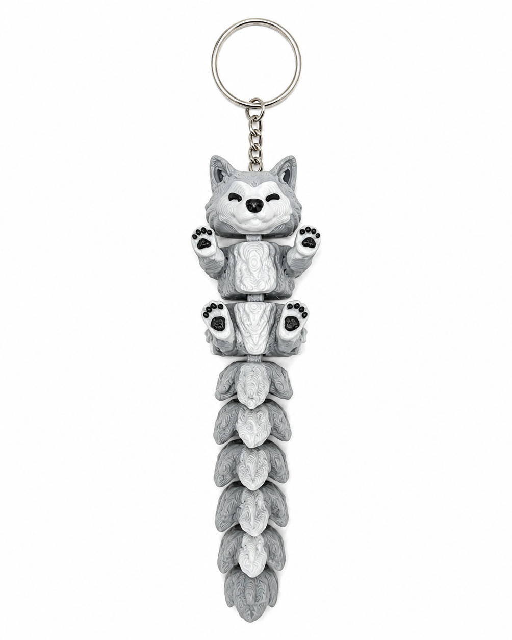 Cute Lavender Wolf Bag Charm Keychain | Kawaii Pastel Articulated Animal Charm