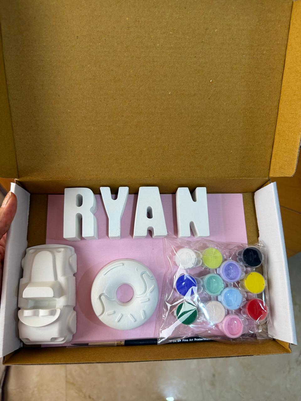 Custom Name DIY Paint Kit for Kids – With 2 Surprise Figurines (12 Colors)