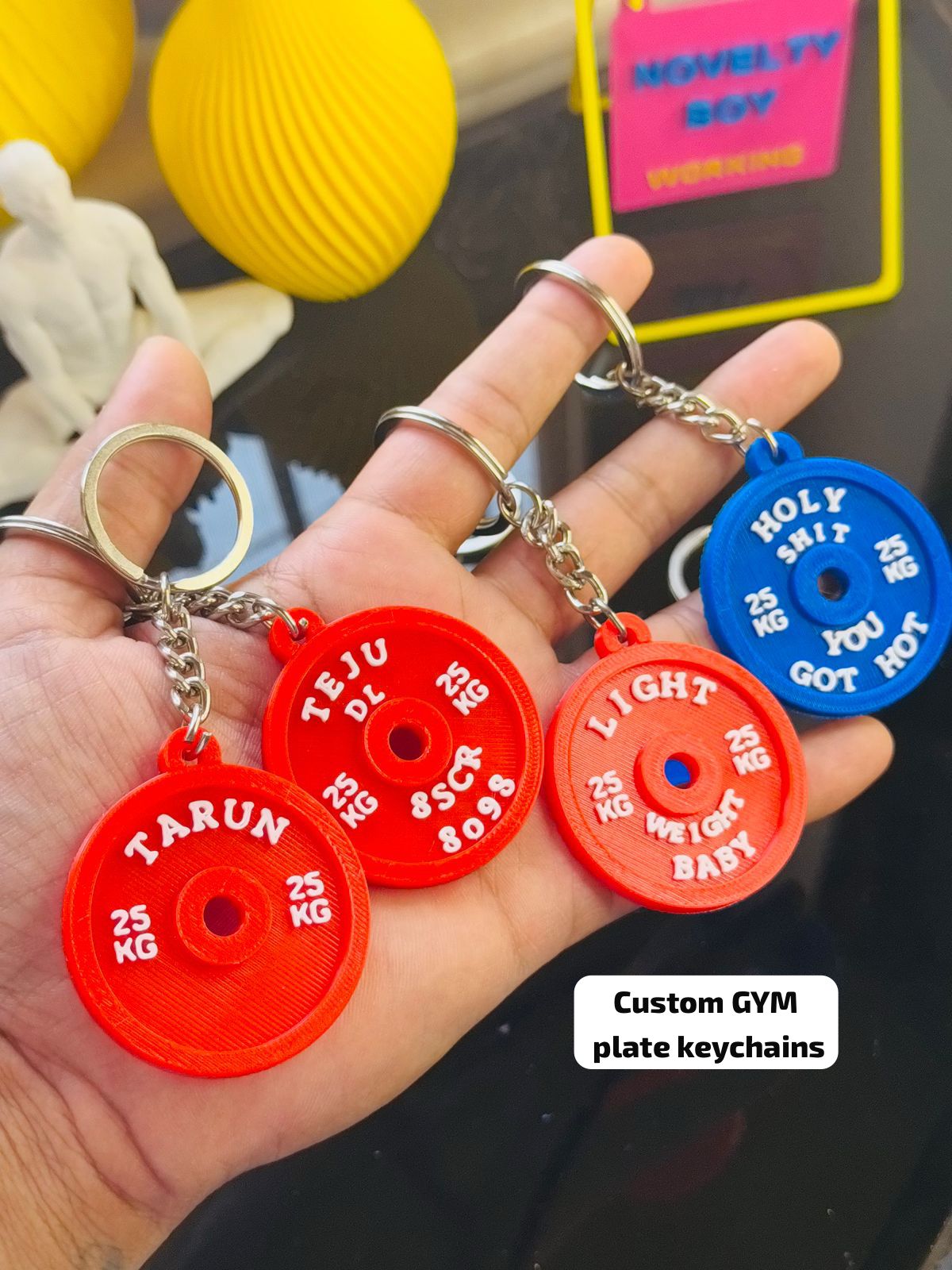 Custom Gym Plate Keychain β Your Words, Your Style