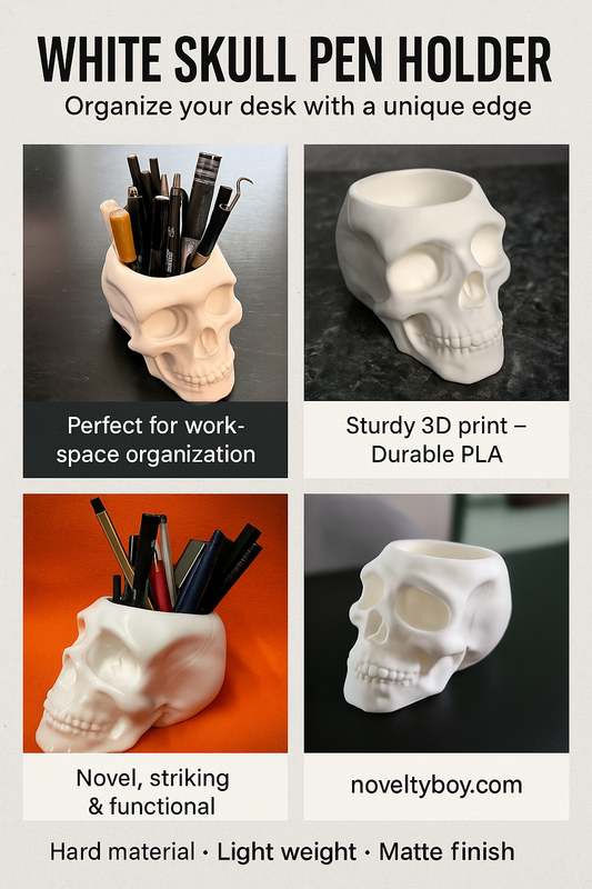 White Skull Pen Holder