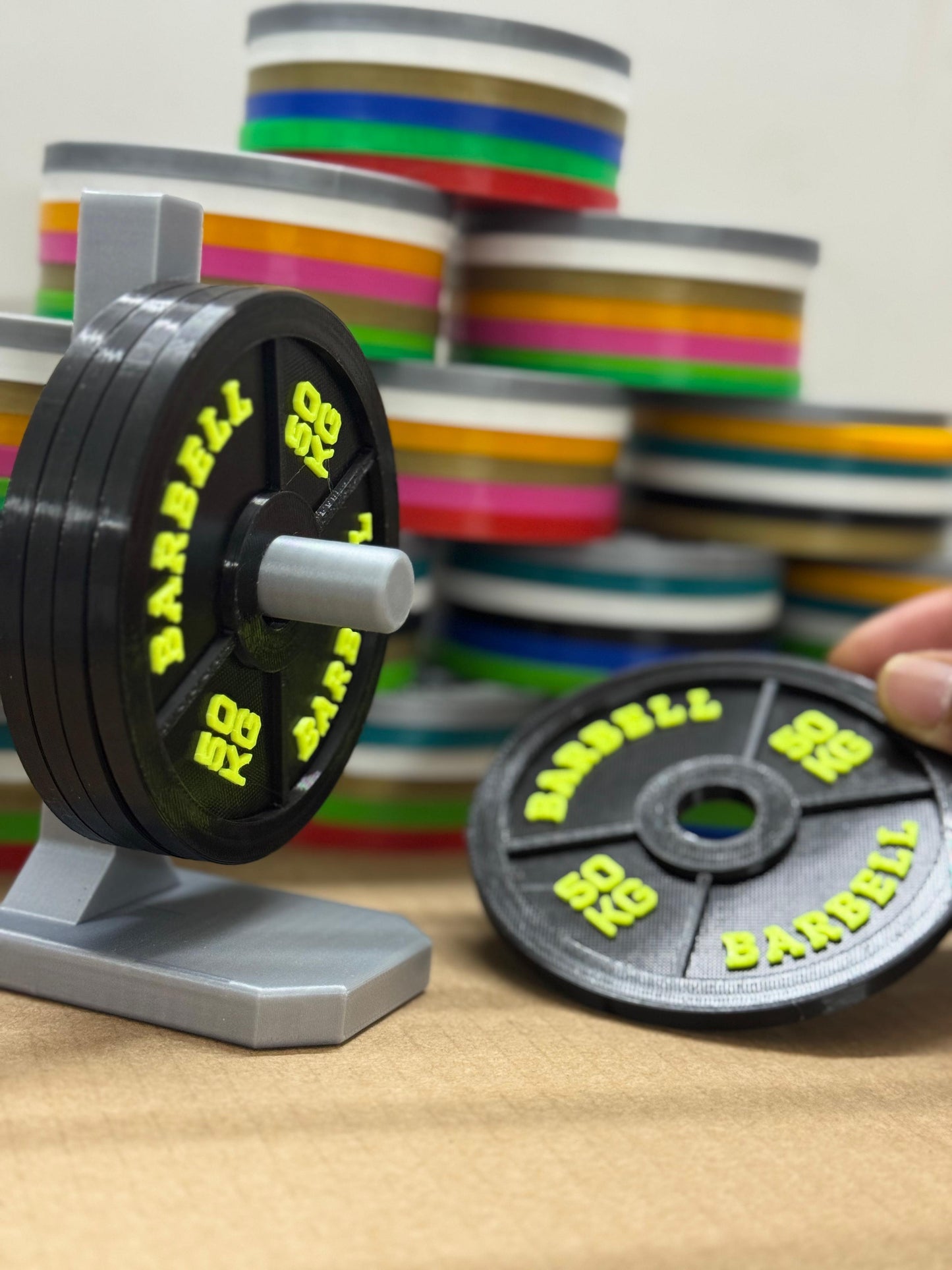 5-Plate Gym Coaster Set with Stand β Suspended Effect