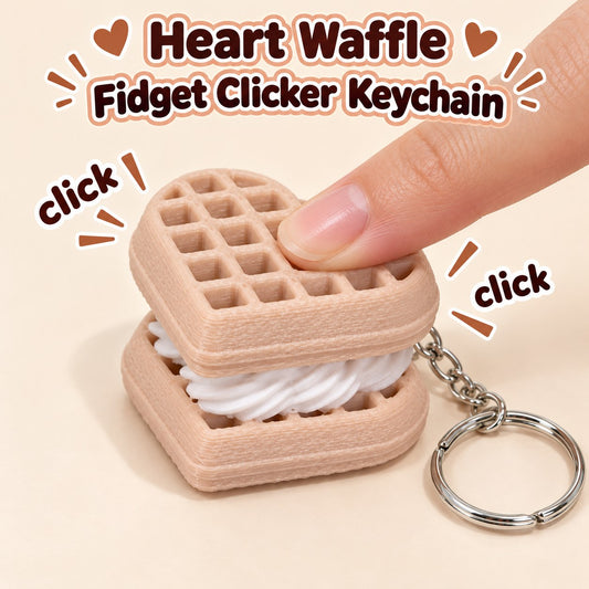 Golden Heart Waffle clicker keychain, 3D printed
