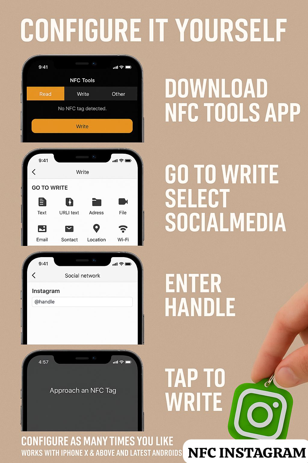 SMART NFC Whatsapp Keychain – Tap to Start Chat