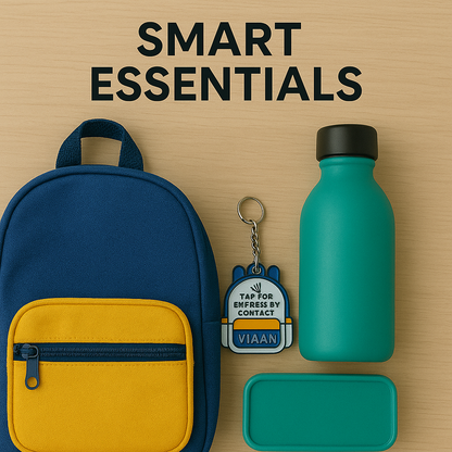 Custom Name NFC School Bag Keychain – Smart ID Tag for Kids | Tap to Open Profile or Contact Info