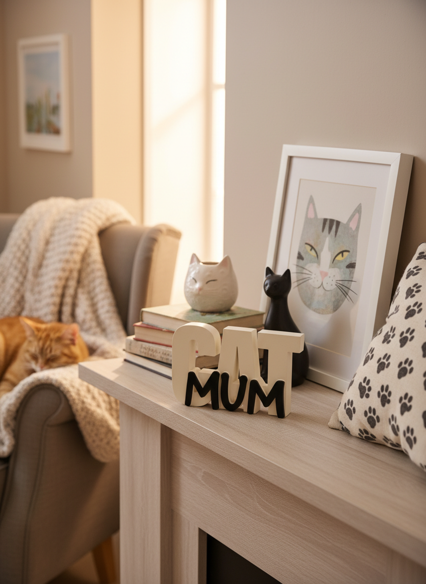 Cat Mum Table Sign | Decorative Desk & Shelf Decor for Cat Lovers