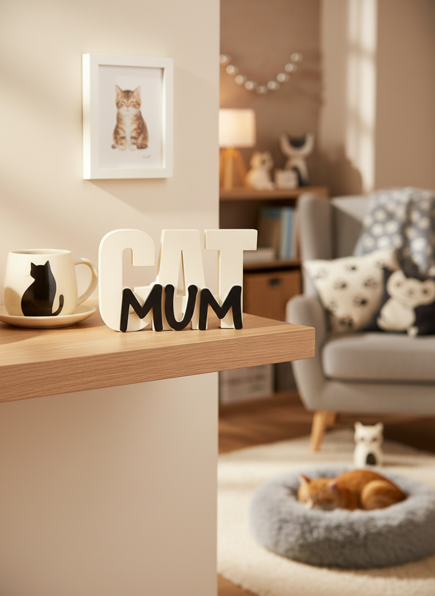 Cat Mum Table Sign | Decorative Desk & Shelf Decor for Cat Lovers