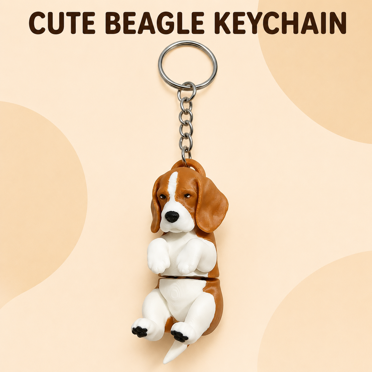 3D Printed Beagle Dog Keychain – Flexi Articulated Bag Charm