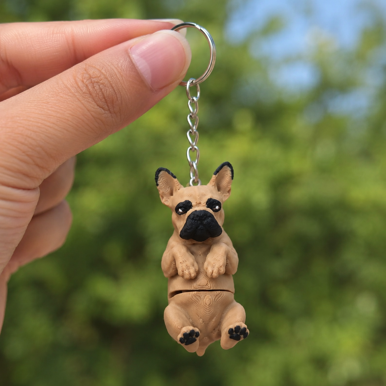 3D Printed French Bulldog Dog Keychain – Flexi Articulated Bag Charm