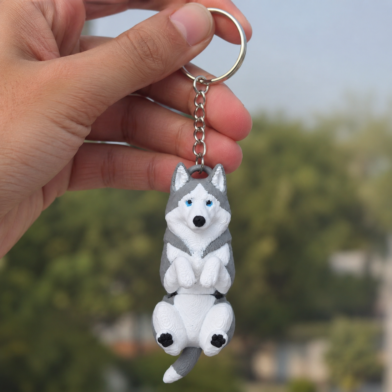 3D Printed Husky Dog Keychain – Flexi Articulated Bag Charm