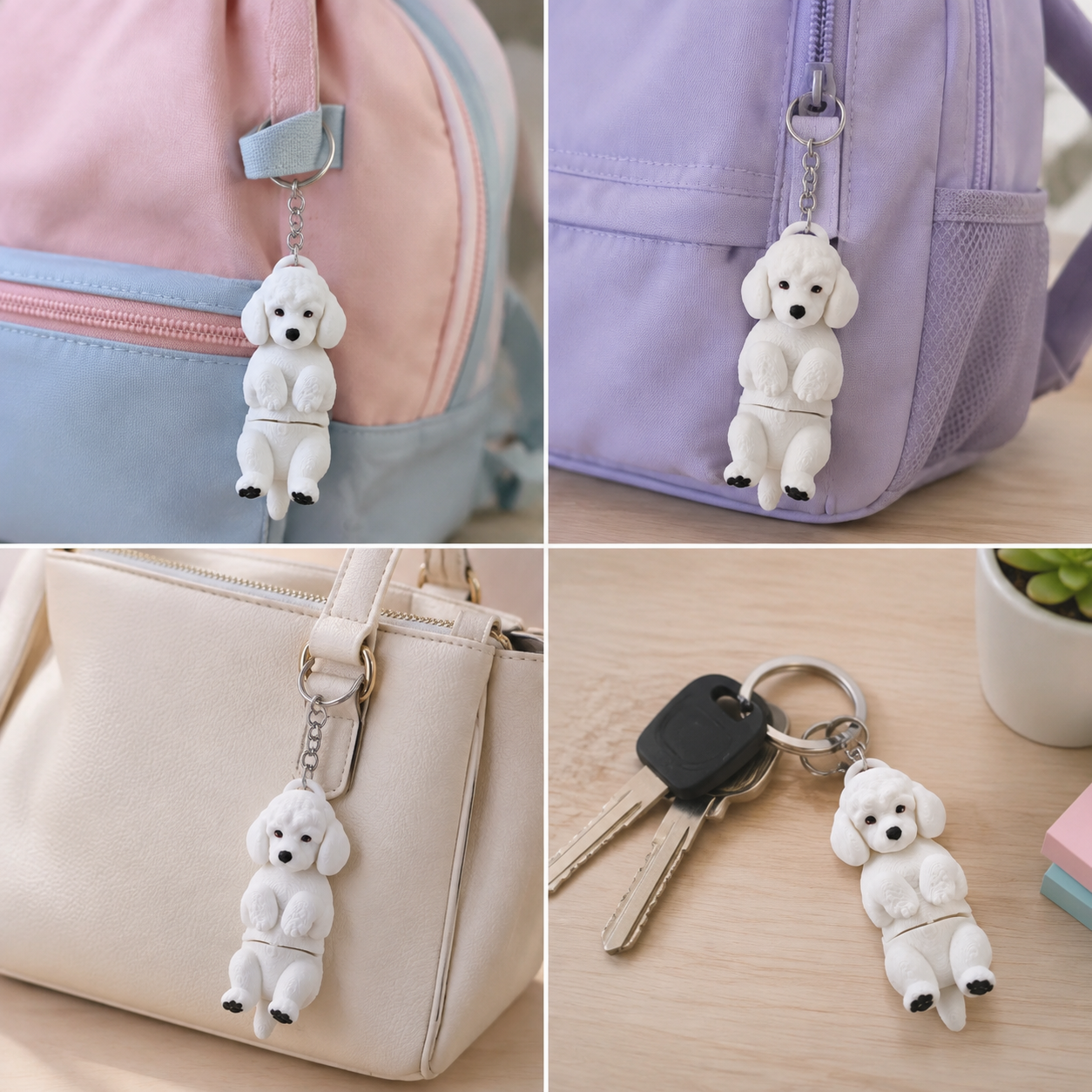 3D Printed Poodle Dog Keychain – Flexi Articulated Bag Charm