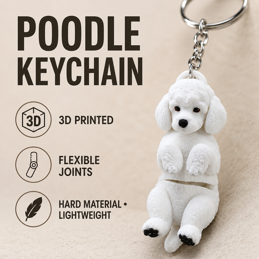 3D Printed Poodle Dog Keychain – Flexi Articulated Bag Charm