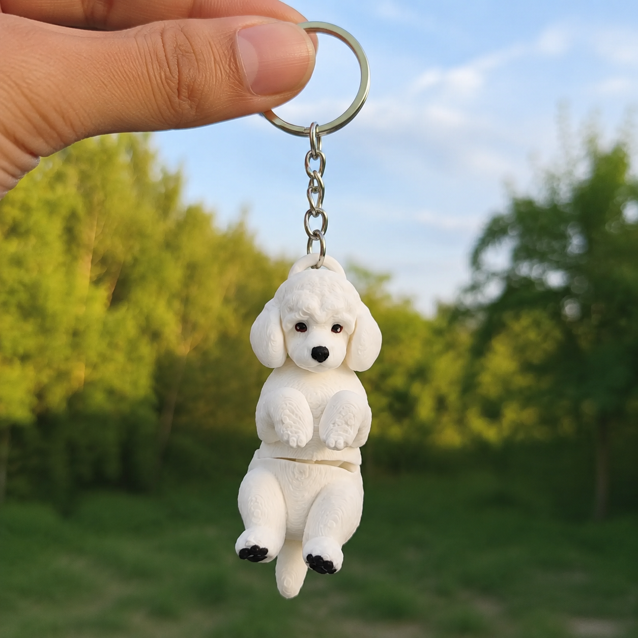 3D Printed Poodle Dog Keychain – Flexi Articulated Bag Charm