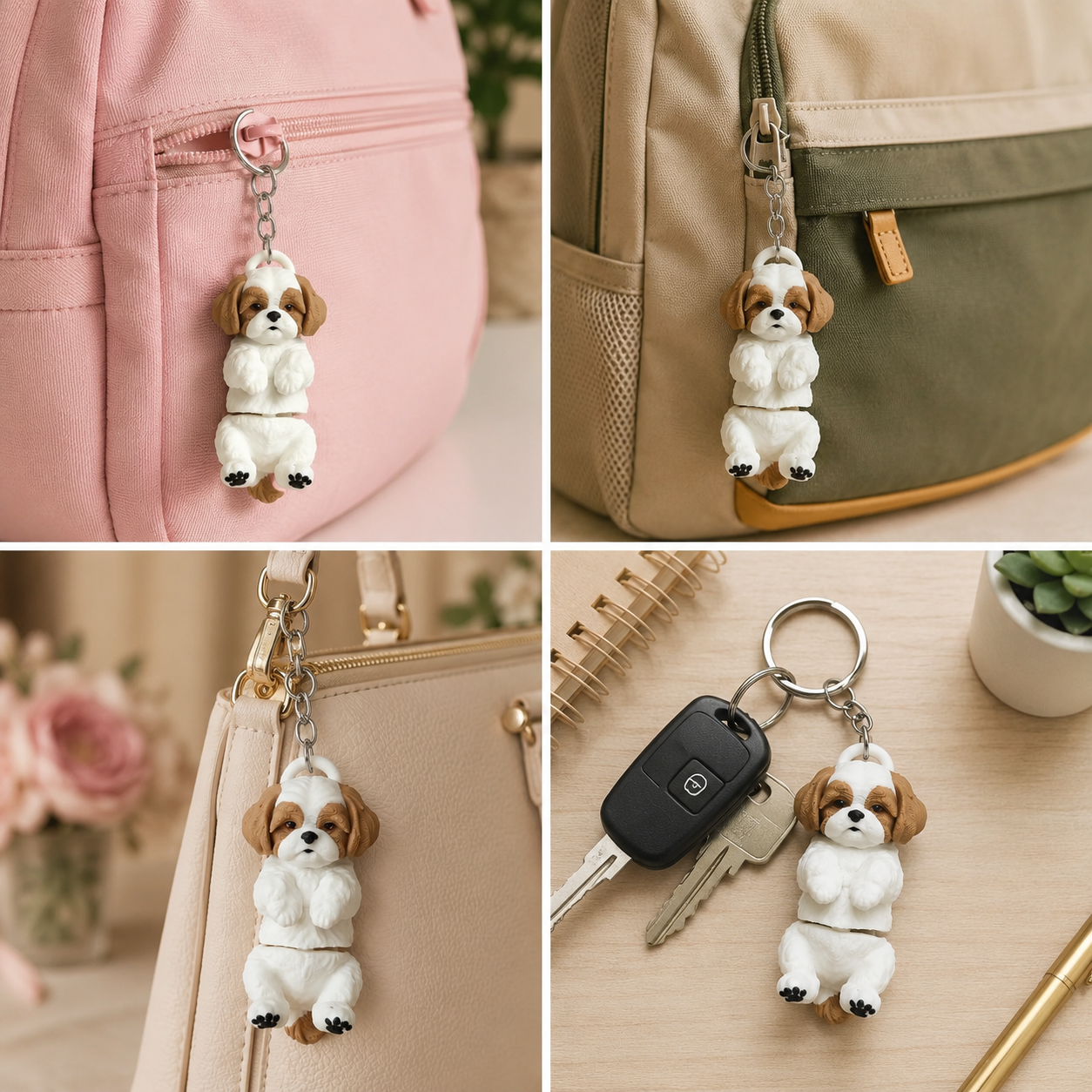 3D Printed Shih Tzu Dog Keychain – Flexi Articulated Bag Charm