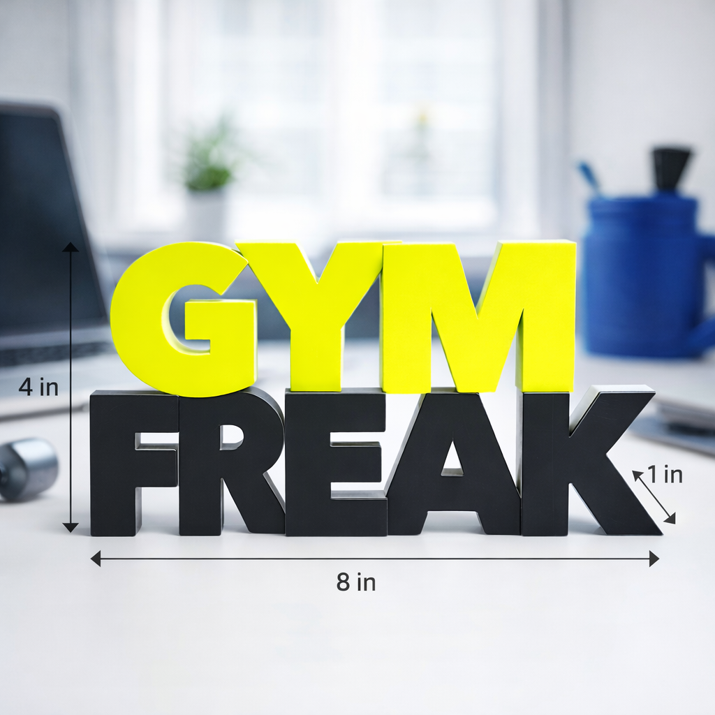 GYM FREAK Desk Sign | Motivational Table Decor for Gym Lovers (8 × 4 Inch)