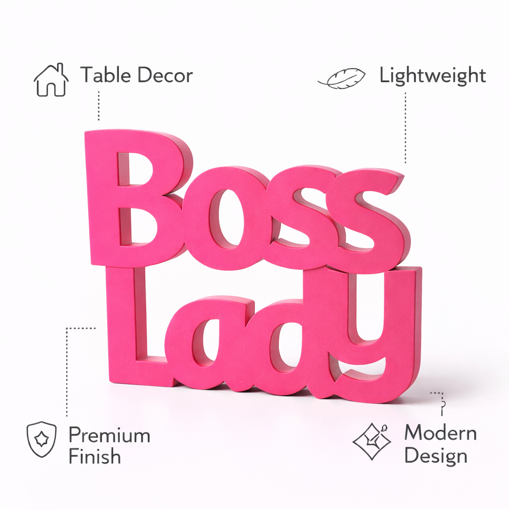 Boss Lady Desk Sign | Motivational Table Decor for Office & Home (8 × 8 Inch)