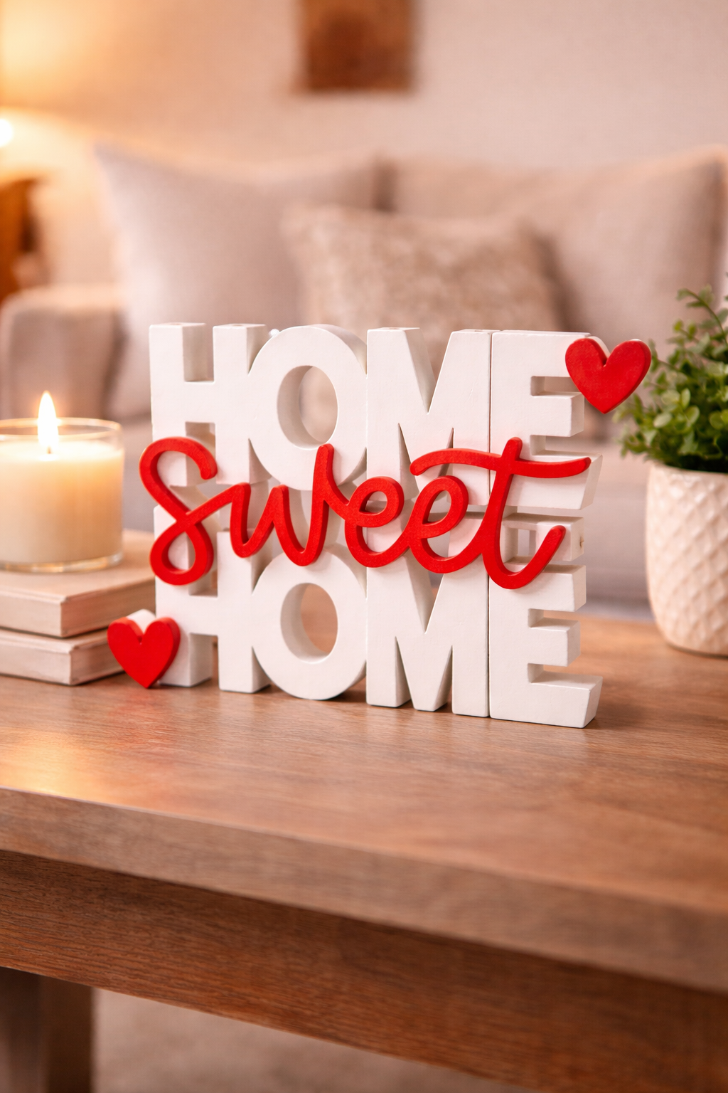Home Sweet Home Desk Sign | Decorative Table Decor for Home & Shelf (8 × 8 Inch)
