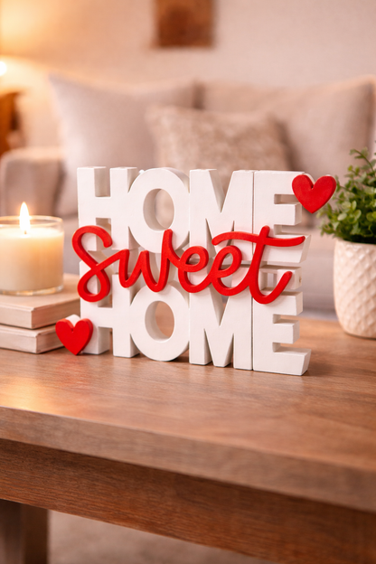 Home Sweet Home Desk Sign | Decorative Table Decor for Home & Shelf (8 × 8 Inch)