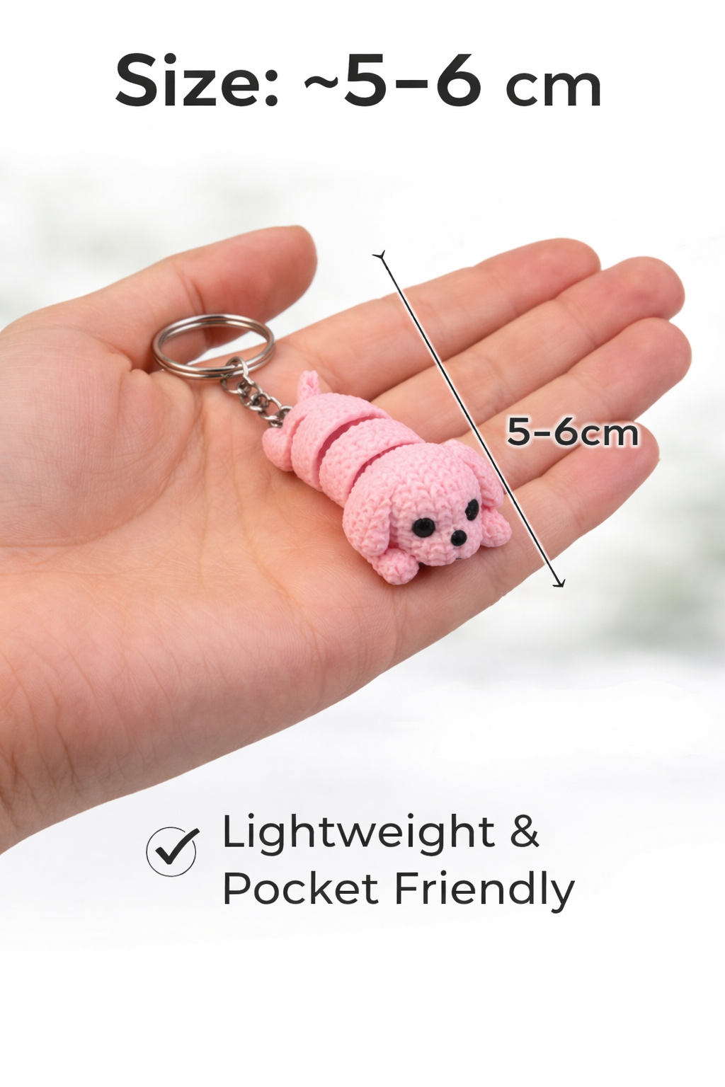 Flexi Fuzzy Skin Dog Keychain Pink