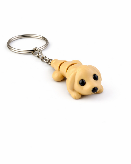 Dog-shaped keychain on a white background