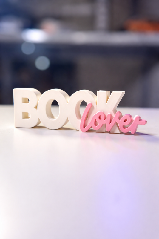 Book Lover Decorative Table Sign | Minimal Desk & Shelf Decor