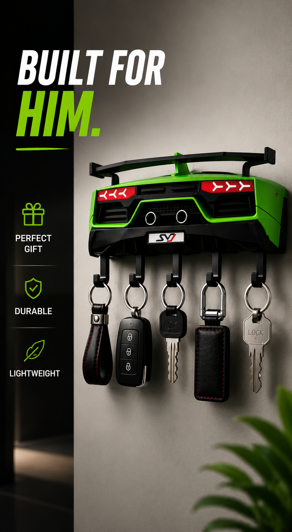 Luxury Car Inspired Key Holder Rack for Home, Office & Garage