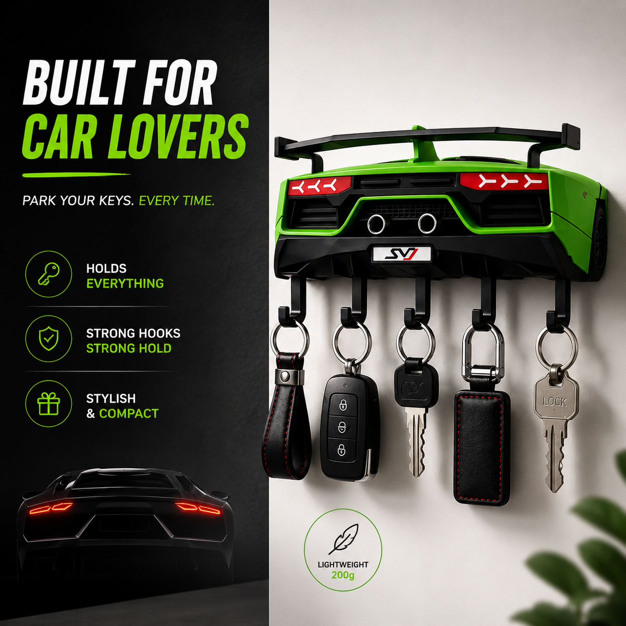 Luxury Car Inspired Key Holder Rack for Home, Office & Garage