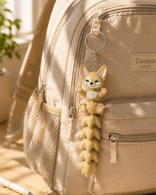 Cute Fennec Fox Bag Charm Keychain | Kawaii Articulated Animal Charm with Big Ears