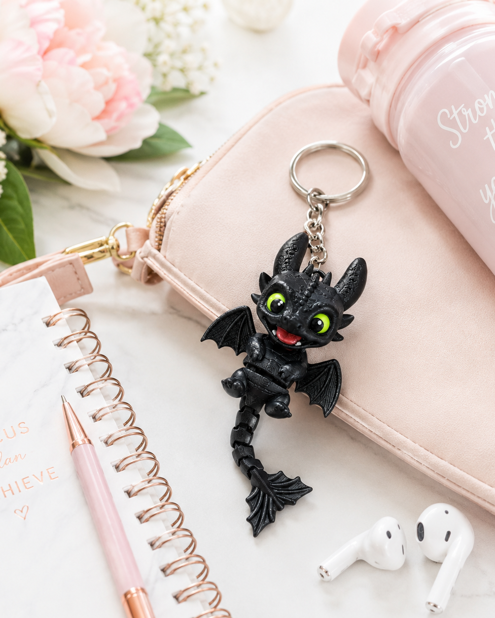 Cute Black Dragon Bag Charm Keychain | Kawaii Backpack Accessory for Boys, Girls & Kids
