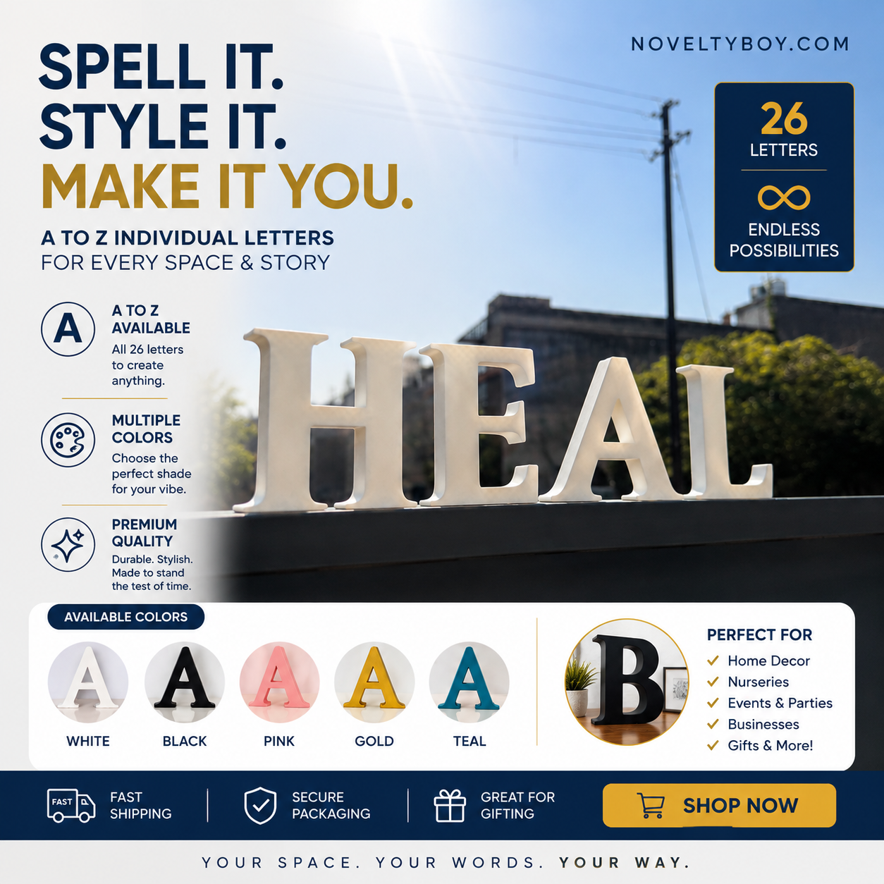 3D Alphabet Letter Decor – Novelty Boy