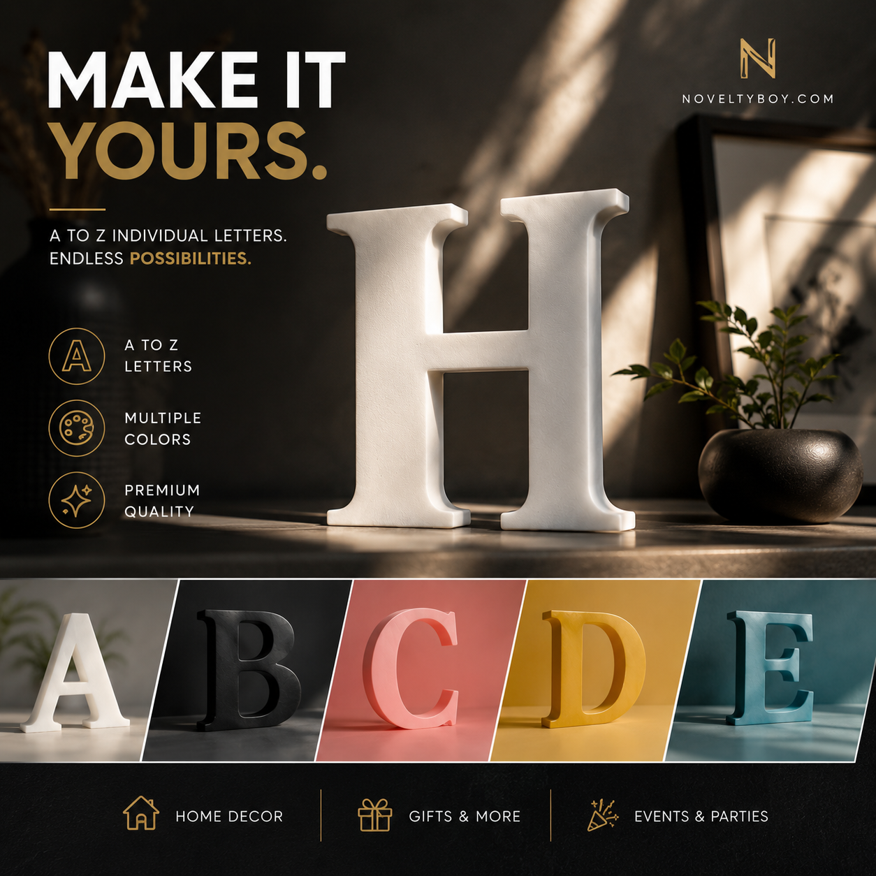 3D Alphabet Letter Decor (A to Z) – Minimal Premium Decorative Letters | 15cm