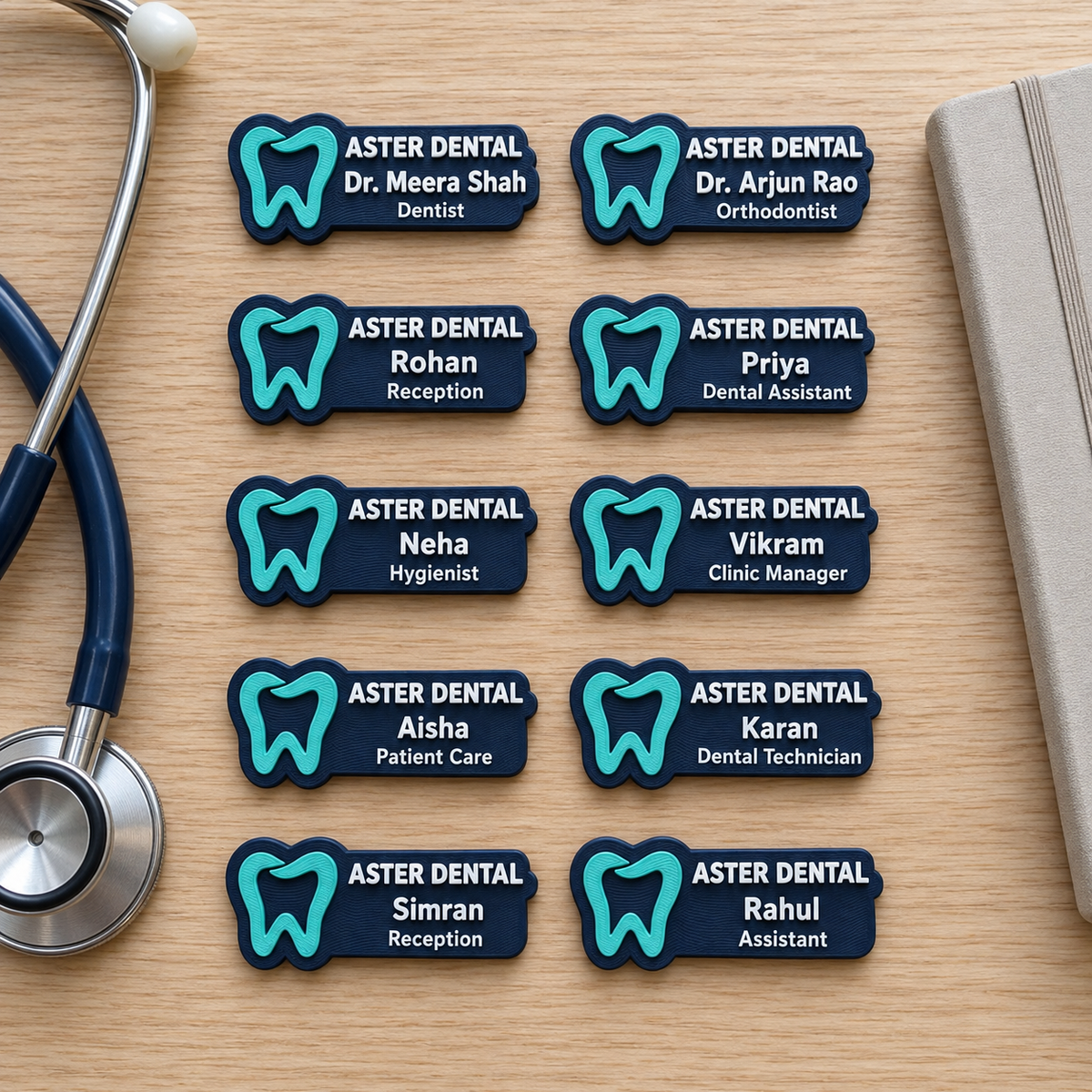 Magnetic badge holding firmly on thick blazer fabric, no pins