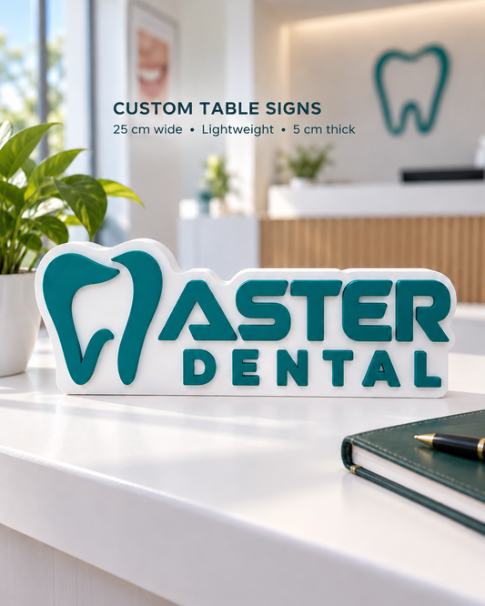 Custom Logo Table Sign – 3D Printed Desk & Counter Brand Sign