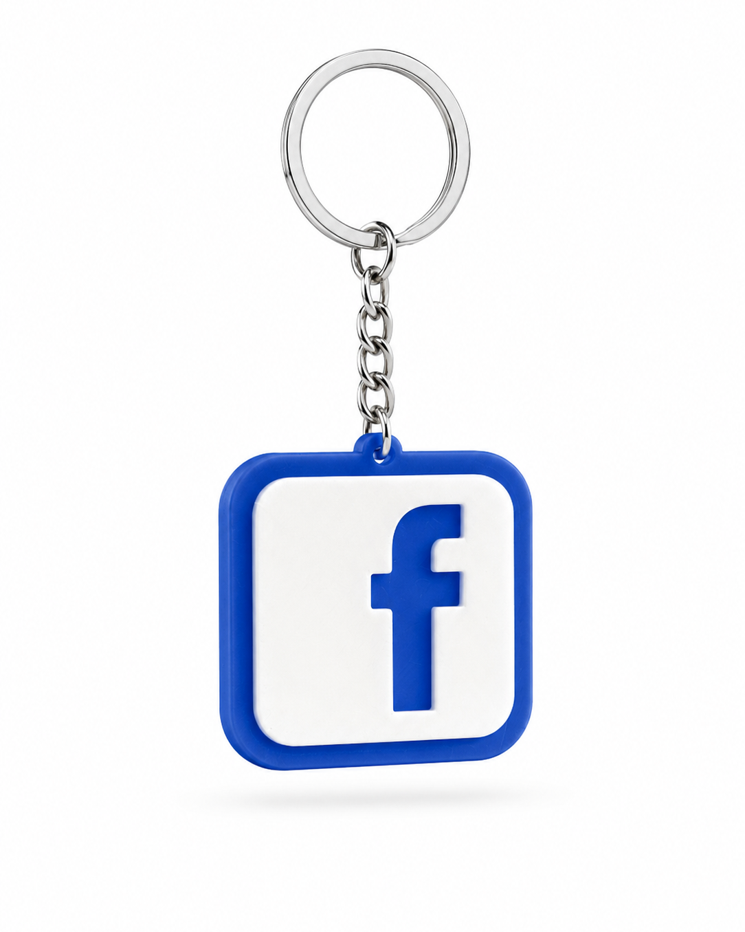 Keychain with Facebook logo on a white background
